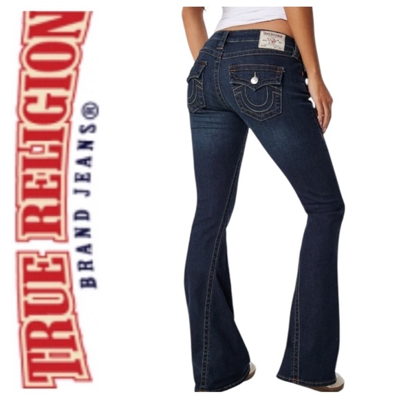 True Religion Denim - True Religion Joey Flare Leg Dark Wash Denim Low Rise Jean NWT W28 L34 $159